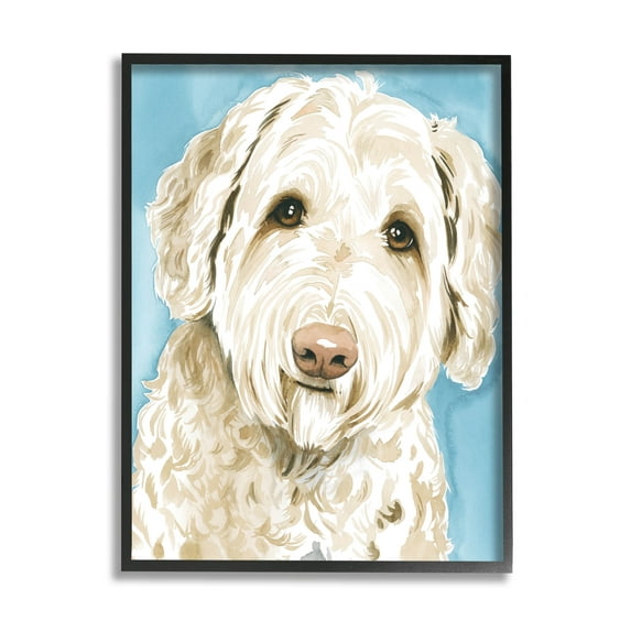 Stupell Industries Smiling White Terrier Dog Portrait Painting Black Framed Art Print Wall Art, Design by Grace Popp