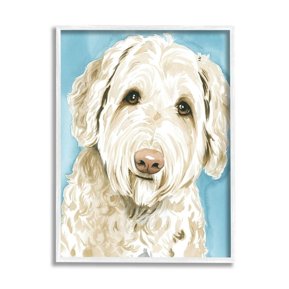 Stupell Industries Smiling White Terrier Dog Portrait Painting White Framed Art Print Wall Art, Design by Grace Popp