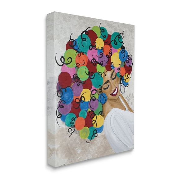 Stupell Industries Smiling Woman With Rainbow Abstract Curly Hair , 30 x 40, Designed by Gina Ritter