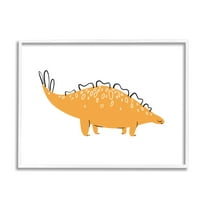 Stupell Industries Smiling Yellow Dinosaur Fun Spotted Kids' Reptile Animals & Insects Painting White Framed Art Print Wall Art, 24 x 30