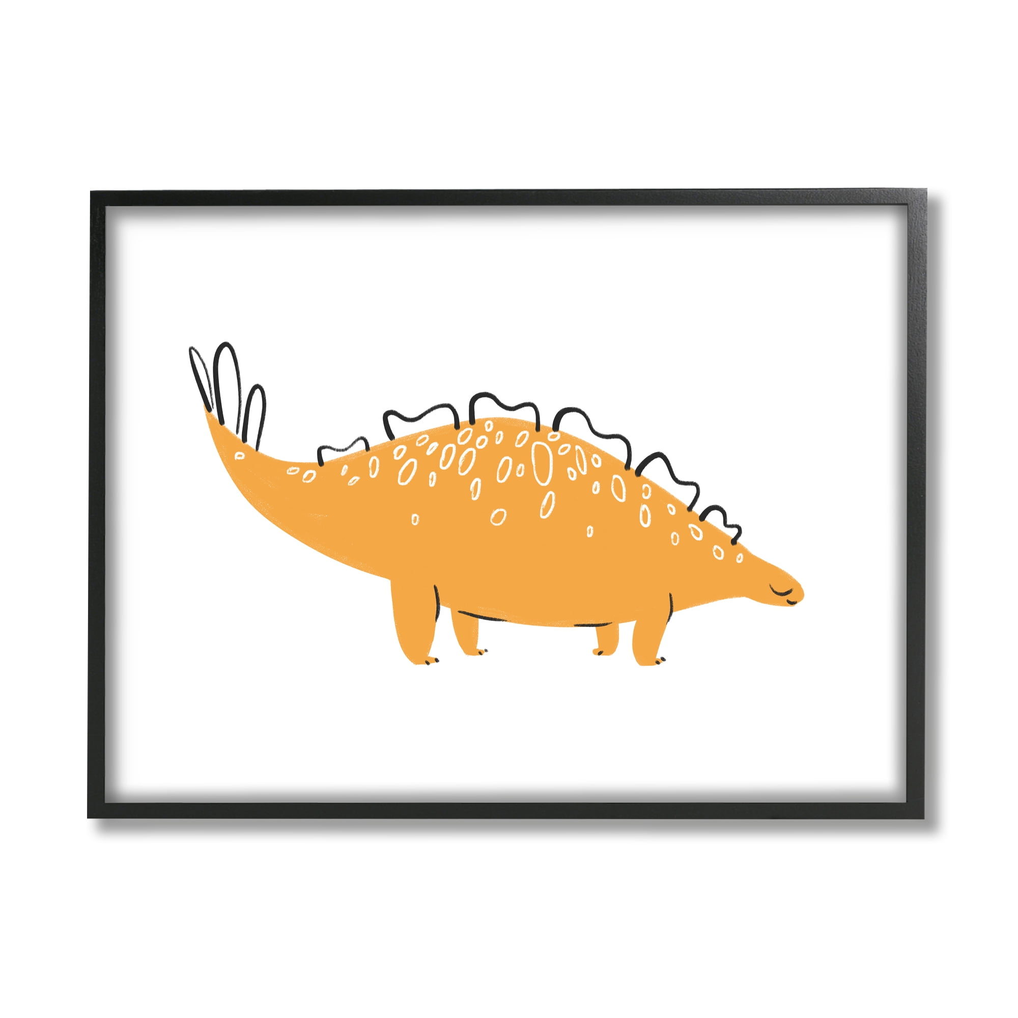 Stupell Industries Smiling Yellow Dinosaur Fun Spotted Kids' Reptile Modern Painting Black Framed Art Print Wall Art, 11 x 14, Design by Ziwei Li