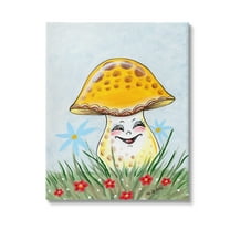 Stupell Industries Smiling Yellow Mushroom Botanical & Floral Painting Gallery Wrapped Canvas Art Print Wall Art, 16 x 20
