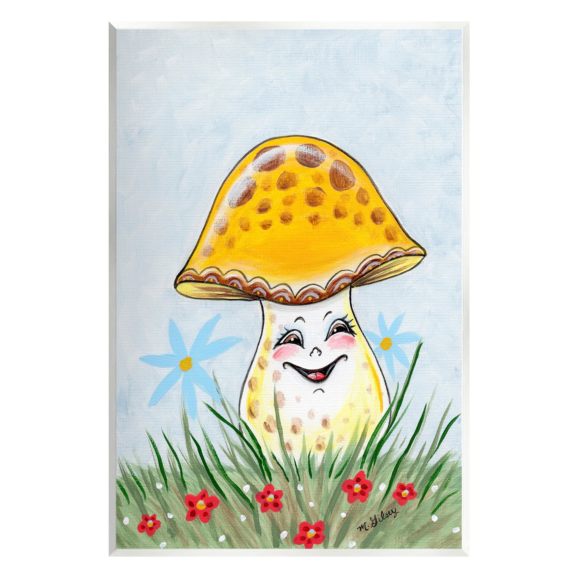 Stupell Industries Smiling Yellow Mushroom Botanical & Floral Painting Unframed Art Print Wall Art, 10 x 15