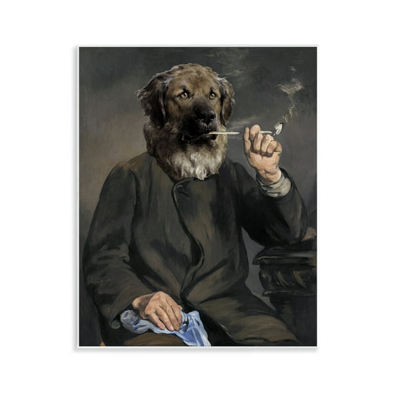 Stupell Industries Smoking Historical Dog Novelty & Humor Painting Unframed Art Print Wall Art, 11 x 14