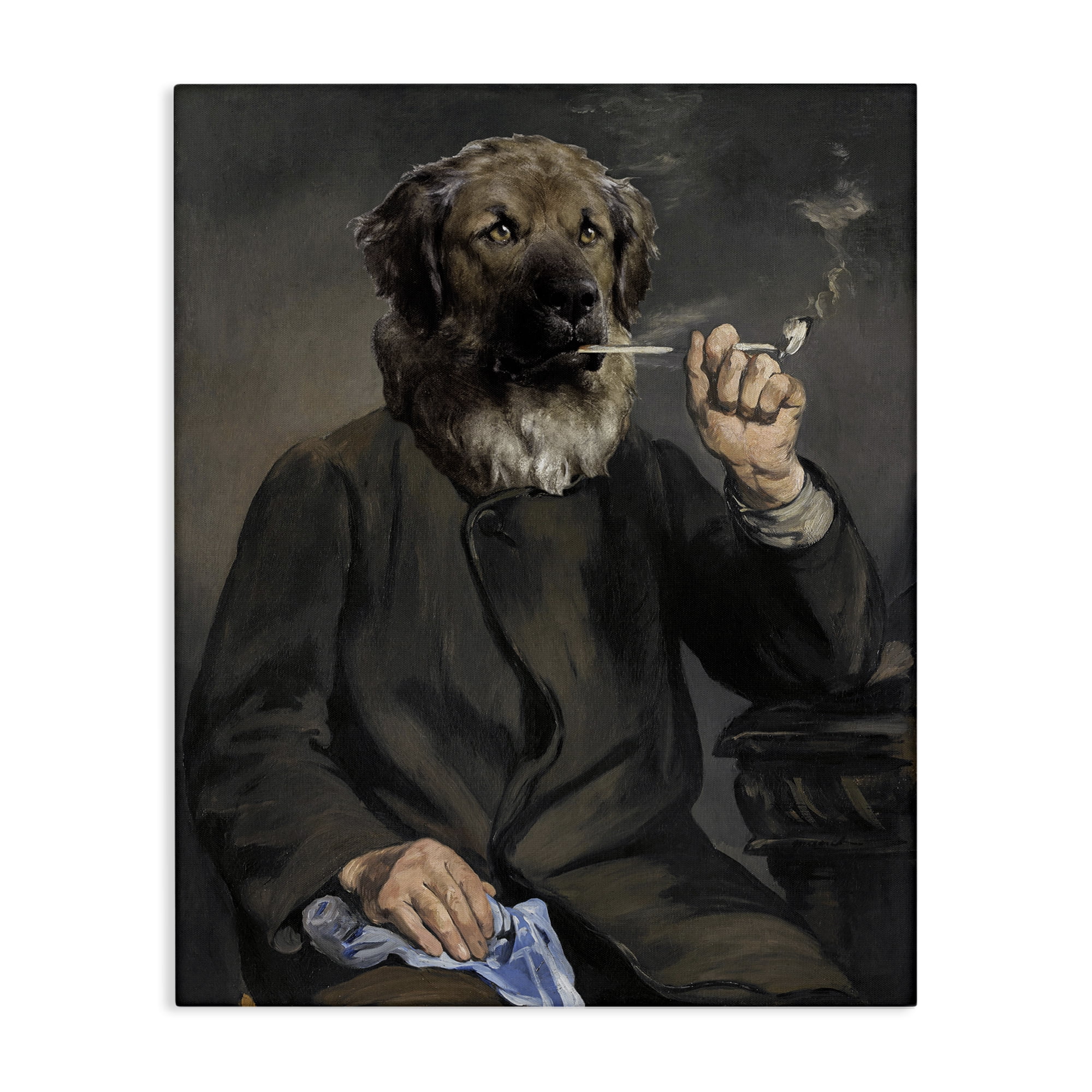Stupell Industries Smoking Historical Dog Novelty & Humor Painting Wrapped Canvas Art Print Wall Art, 16 x 20