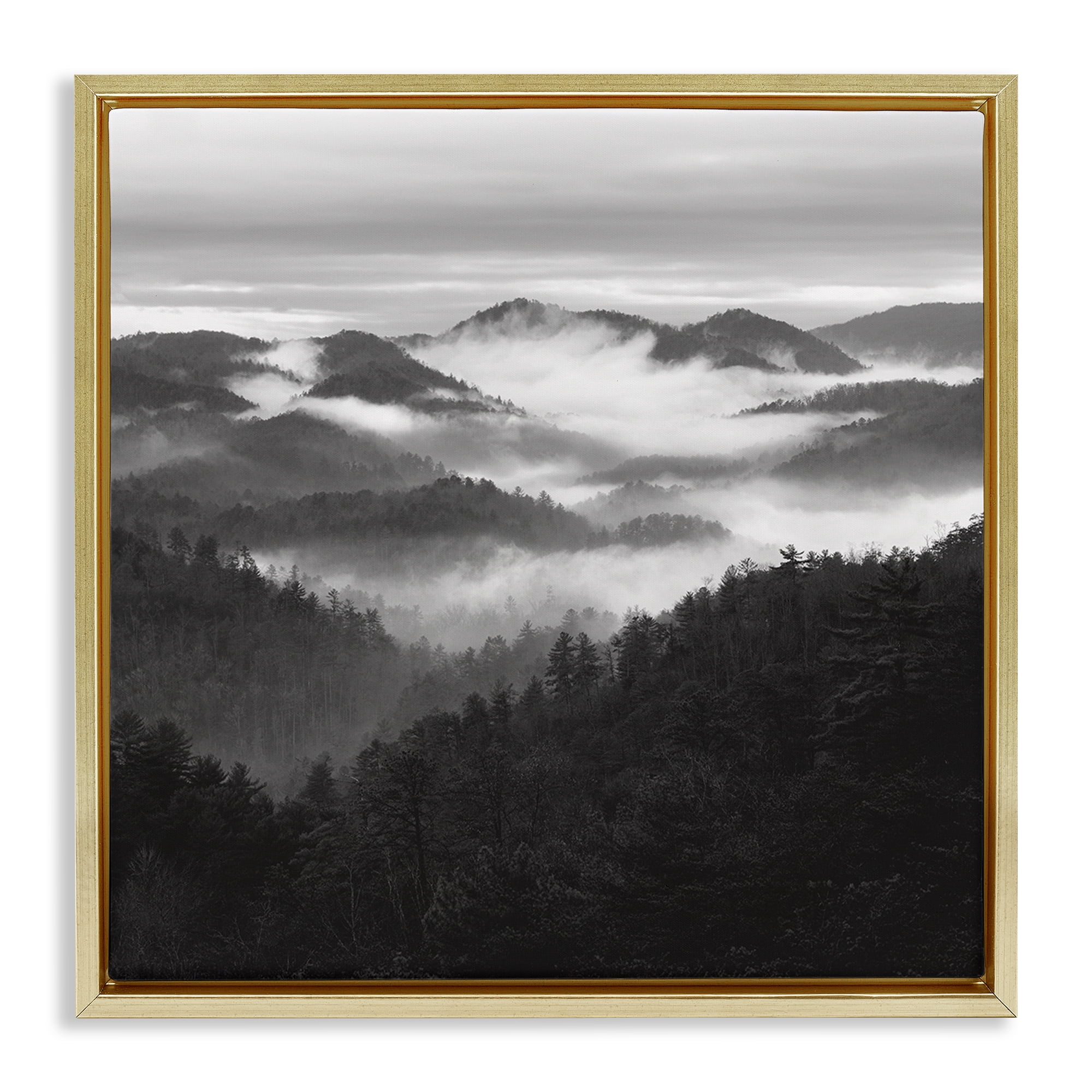 Stupell Industries Smoky Mountains Forest Gold Framed Floater Canvas Wall Art, design by Nicholas Bell
