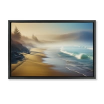 Stupell Industries Smooth Beach Tide Landscape & Nature Painting Black Floater Framed Canvas Art Print Wall Art, 25 x 17