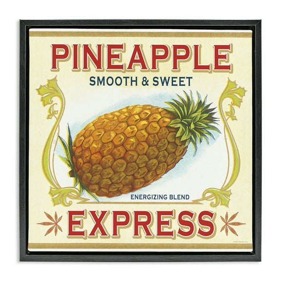 Stupell Industries Smooth & Sweet Pineapple Food & Beverage Painting Black Floater Framed Canvas Art Print Wall Art, 18 x 18
