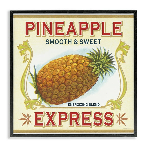 Stupell Industries Smooth & Sweet Pineapple Food & Beverage Painting Black Framed Art Print Wall Art, 12 x 12