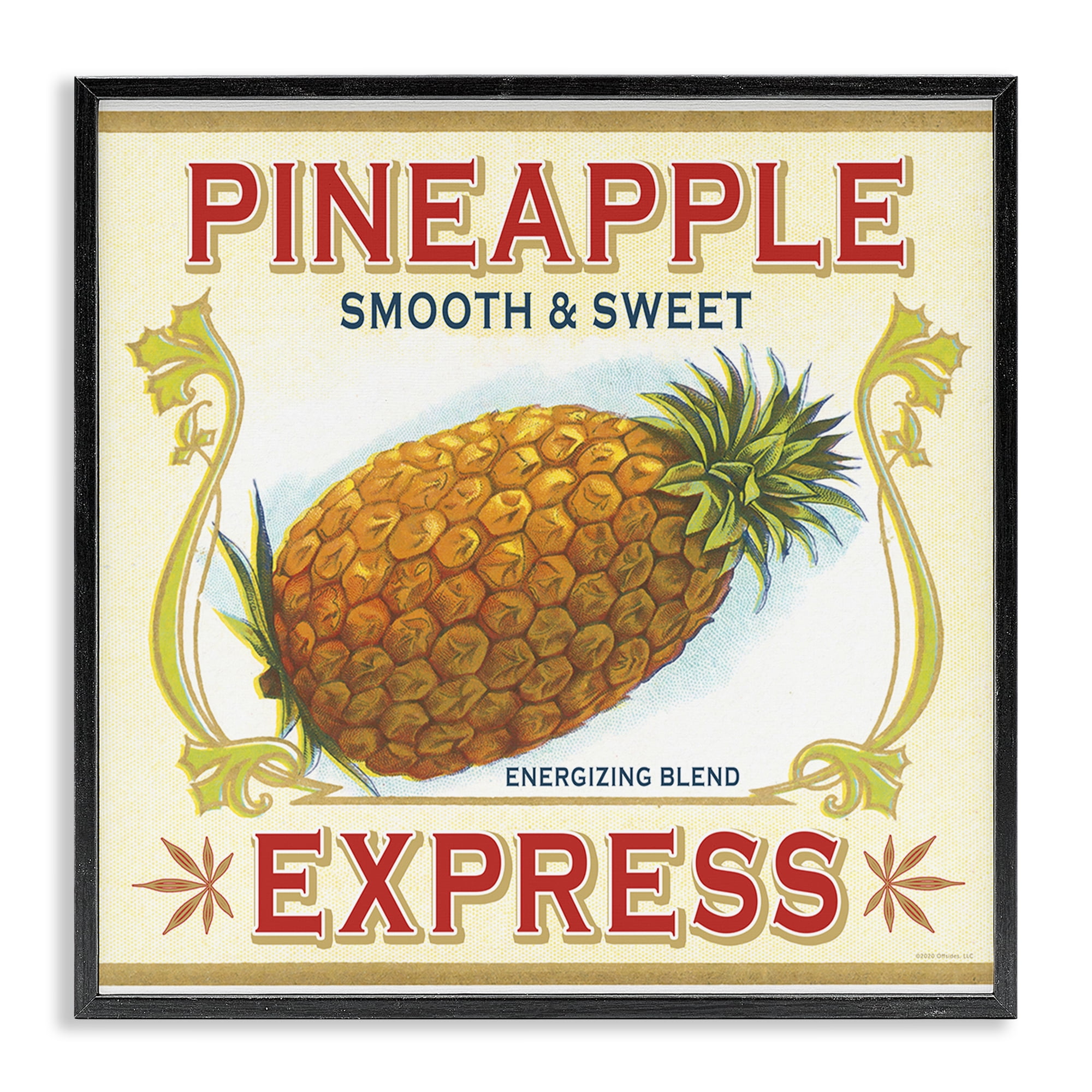 Stupell Industries Smooth & Sweet Pineapple Food & Beverage Painting Black Framed Art Print Wall Art, 17 x 17