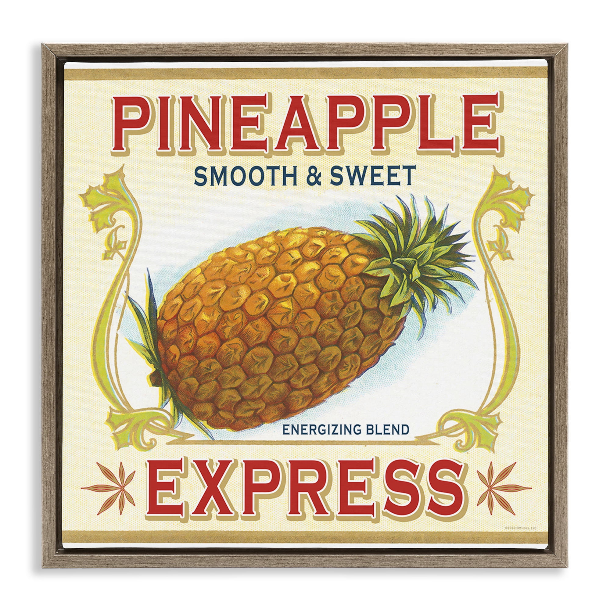 Stupell Industries Smooth & Sweet Pineapple Food & Beverage Painting Brown Floater Framed Canvas Art Print Wall Art, 18 x 18
