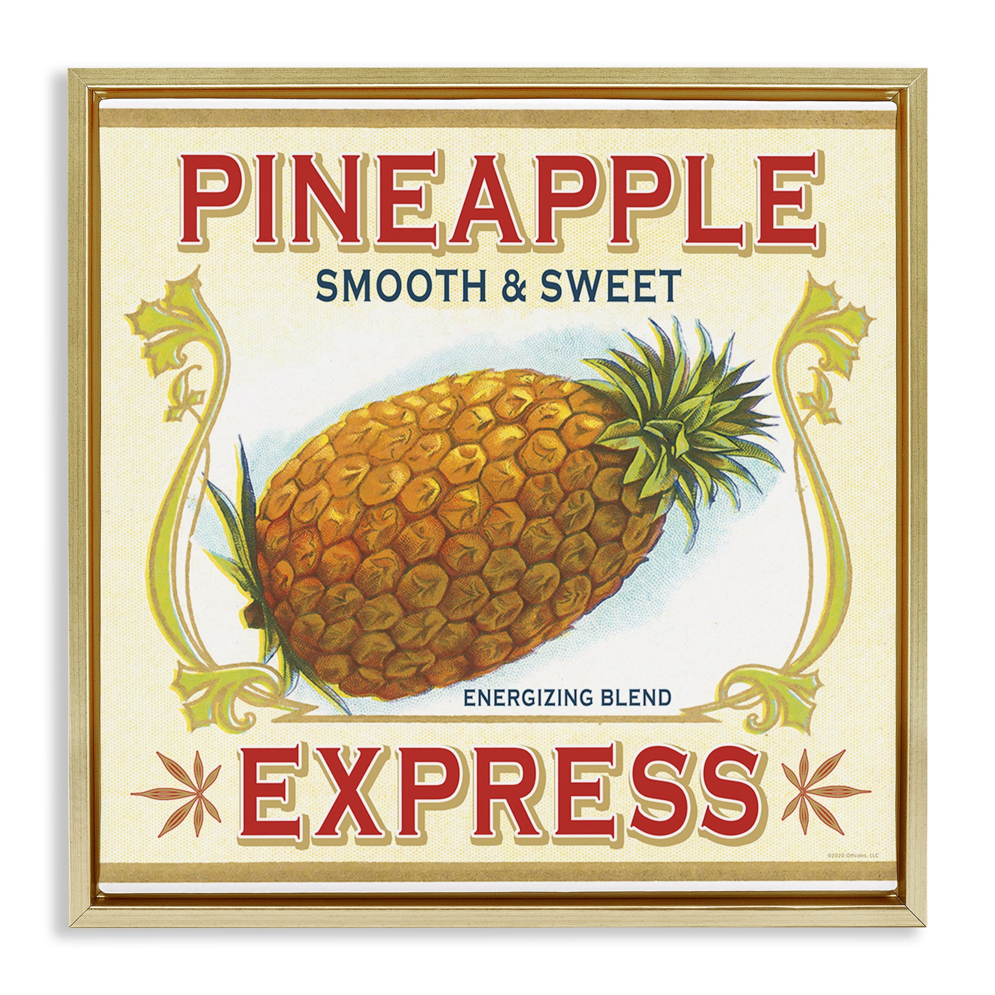 Stupell Industries Smooth & Sweet Pineapple Food & Beverage Painting Gold Floater Framed Canvas Art Print Wall Art, 18 x 18