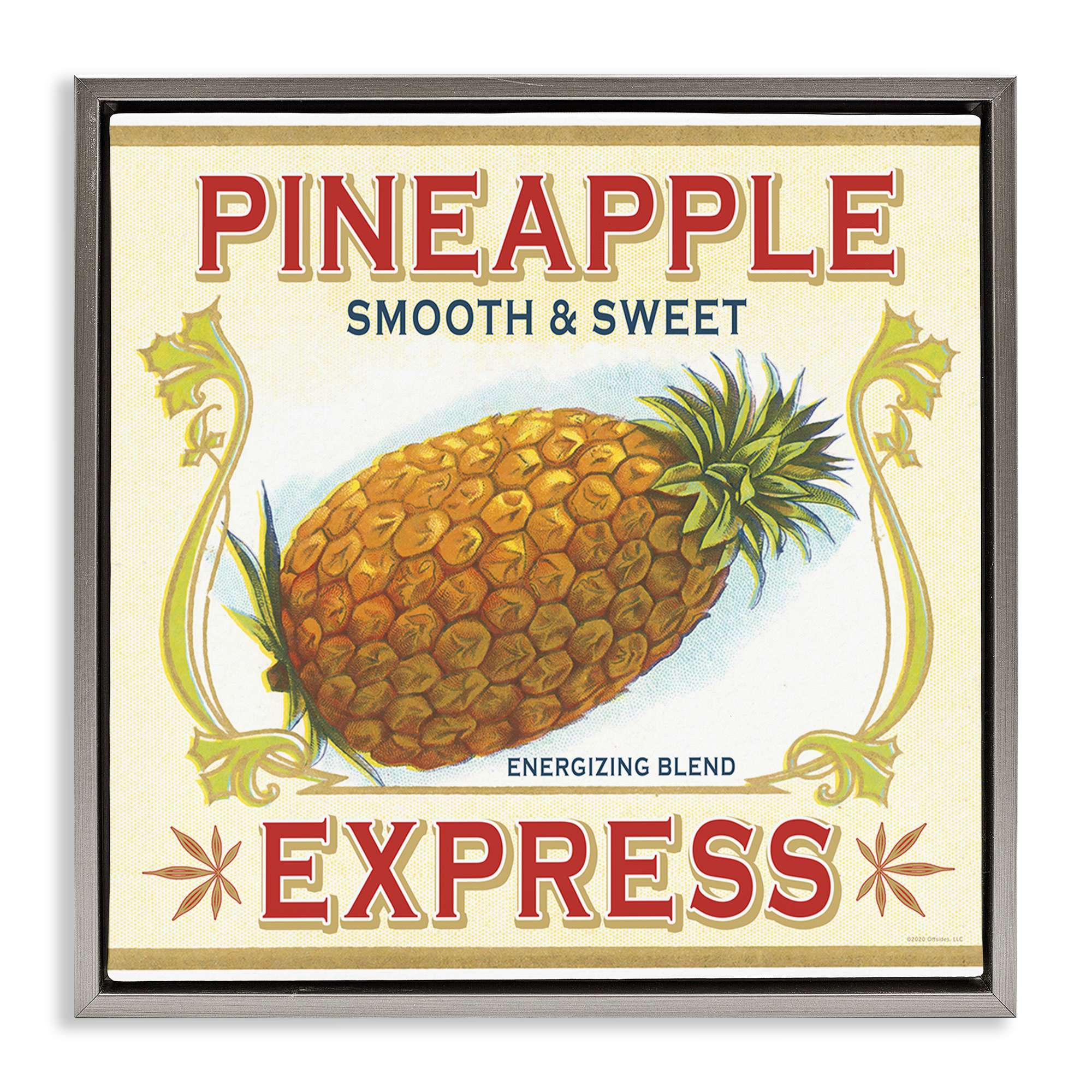 Stupell Industries Smooth & Sweet Pineapple Food & Beverage Painting Gray Floater Framed Canvas Art Print Wall Art, 25 x 25