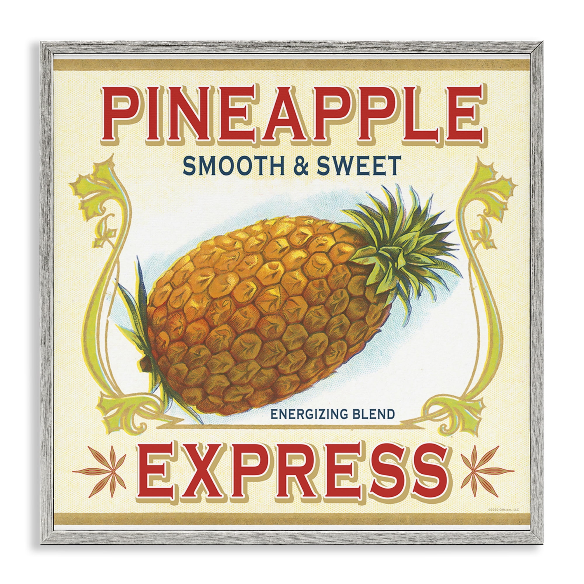 Stupell Industries Smooth & Sweet Pineapple Food & Beverage Painting Gray Framed Art Print Wall Art, 24 x 24