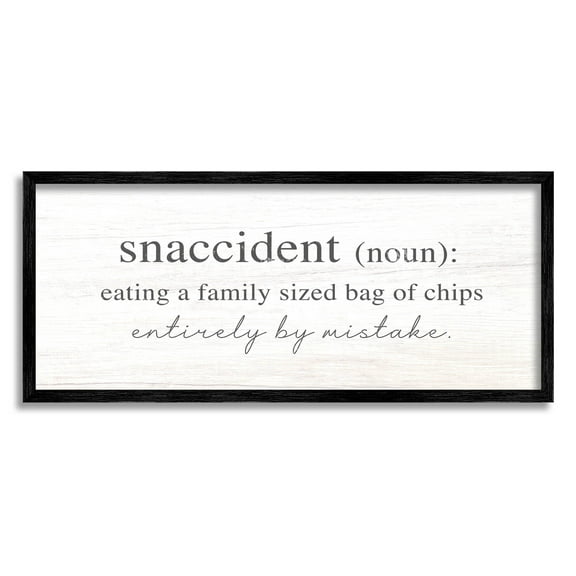 Stupell Industries Snaccident Definition Funny Kitchen Graphic Art Black Framed Art Print Wall Art, Design by Lil' Rue