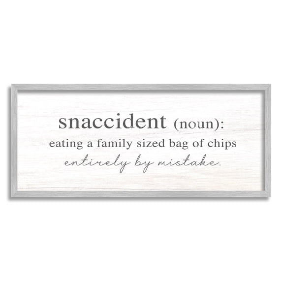 Stupell Industries Snaccident Definition Funny Kitchen Graphic Art Gray Framed Art Print Wall Art, Design by Lil' Rue