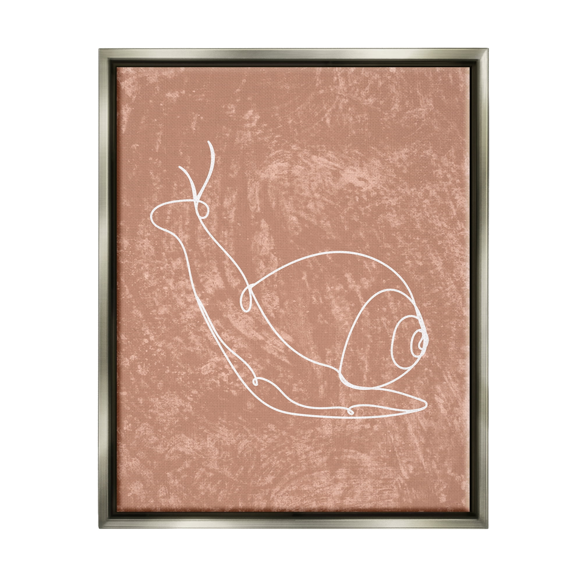 Stupell Industries Snail Line Drawing Animals & Insects Painting Gray Floater Framed Canvas Art Print Wall Art, 25 x 31