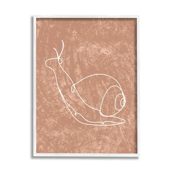 Stupell Industries Snail Line Drawing Animals & Insects Painting White Framed Art Print Wall Art, 11 x 14