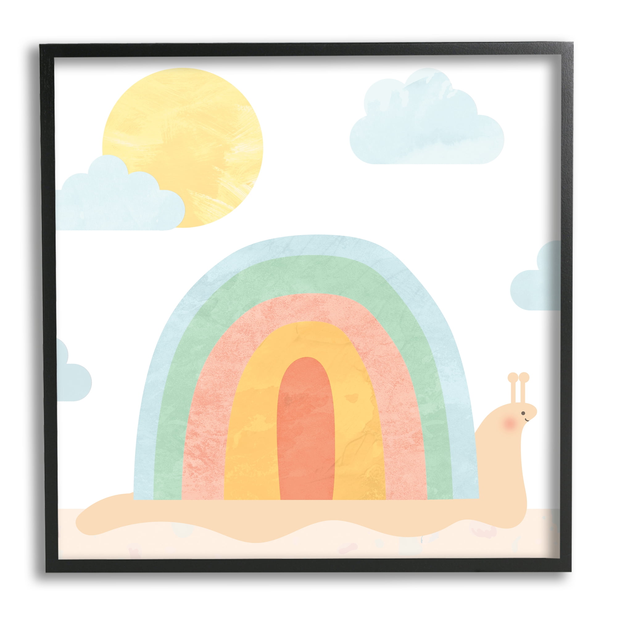 Stupell Industries Snail Striped Rainbow Shell Animals & Insects Painting Black Framed Art Print Wall Art