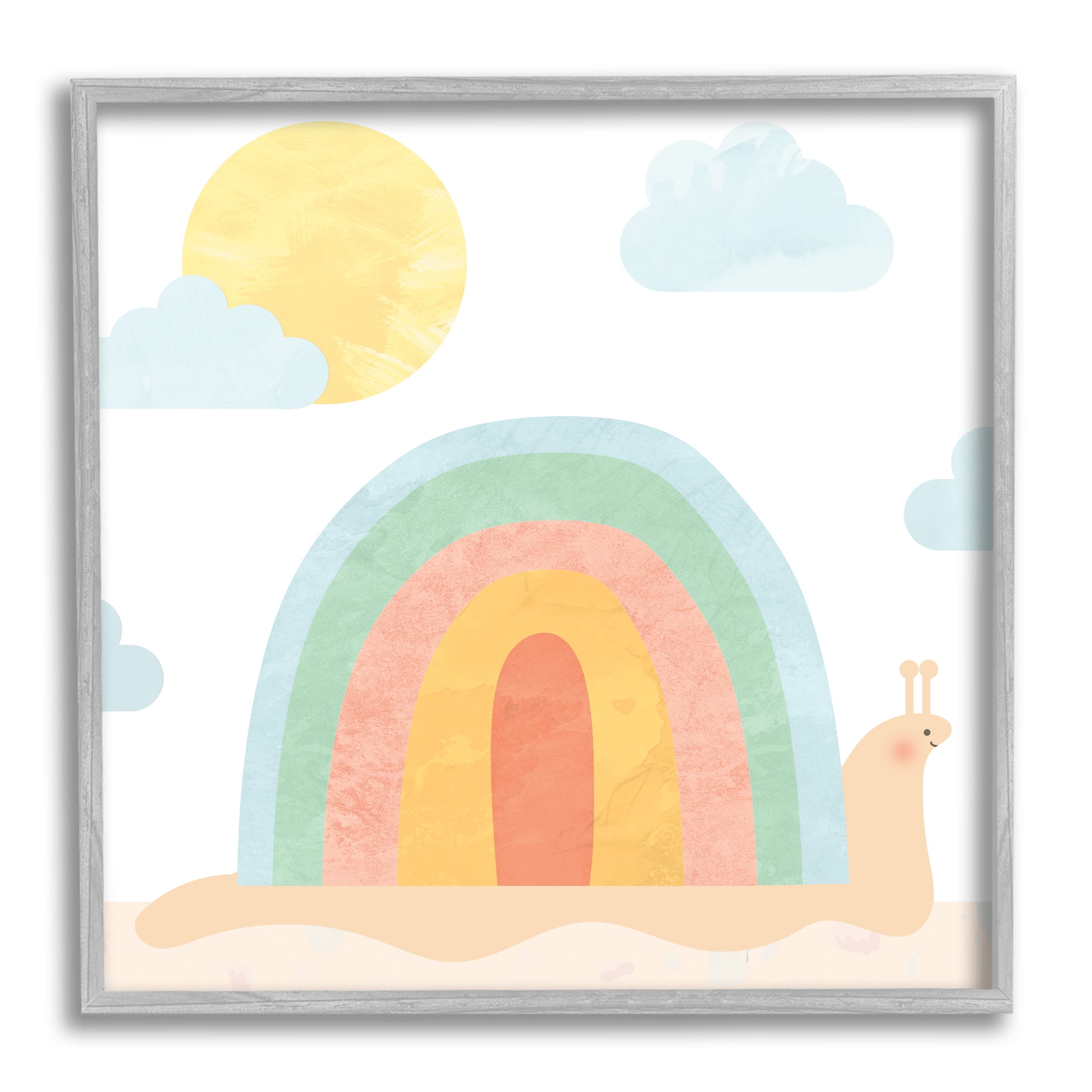 Stupell Industries Snail Striped Rainbow Shell Animals & Insects Painting Gray Framed Art Print Wall Art