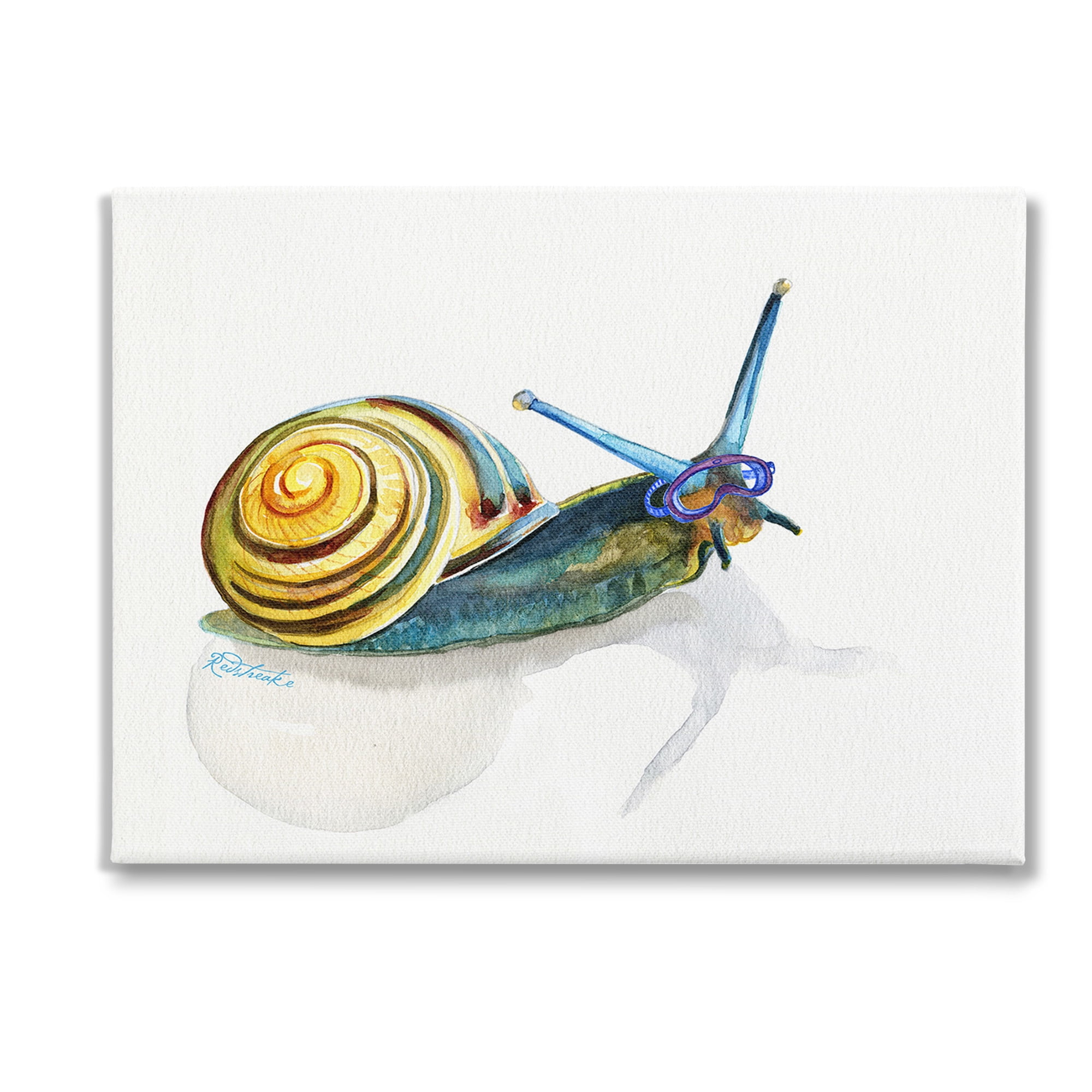 Stupell Industries Snail Wearing Snorkel Mask Animals & Insects Painting Gallery Wrapped Canvas Art Print Wall Art, 48 x 36