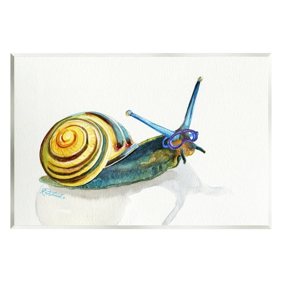 Stupell Industries Snail Wearing Snorkel Mask Animals & Insects Painting Unframed Art Print Wall Art, 15 x 10