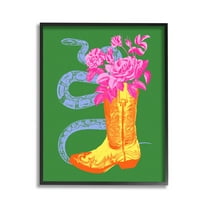 Stupell Industries Snake & Boot Bouquet Botanical & Floral Painting Black Framed Art Print Wall Art, 11 x 14