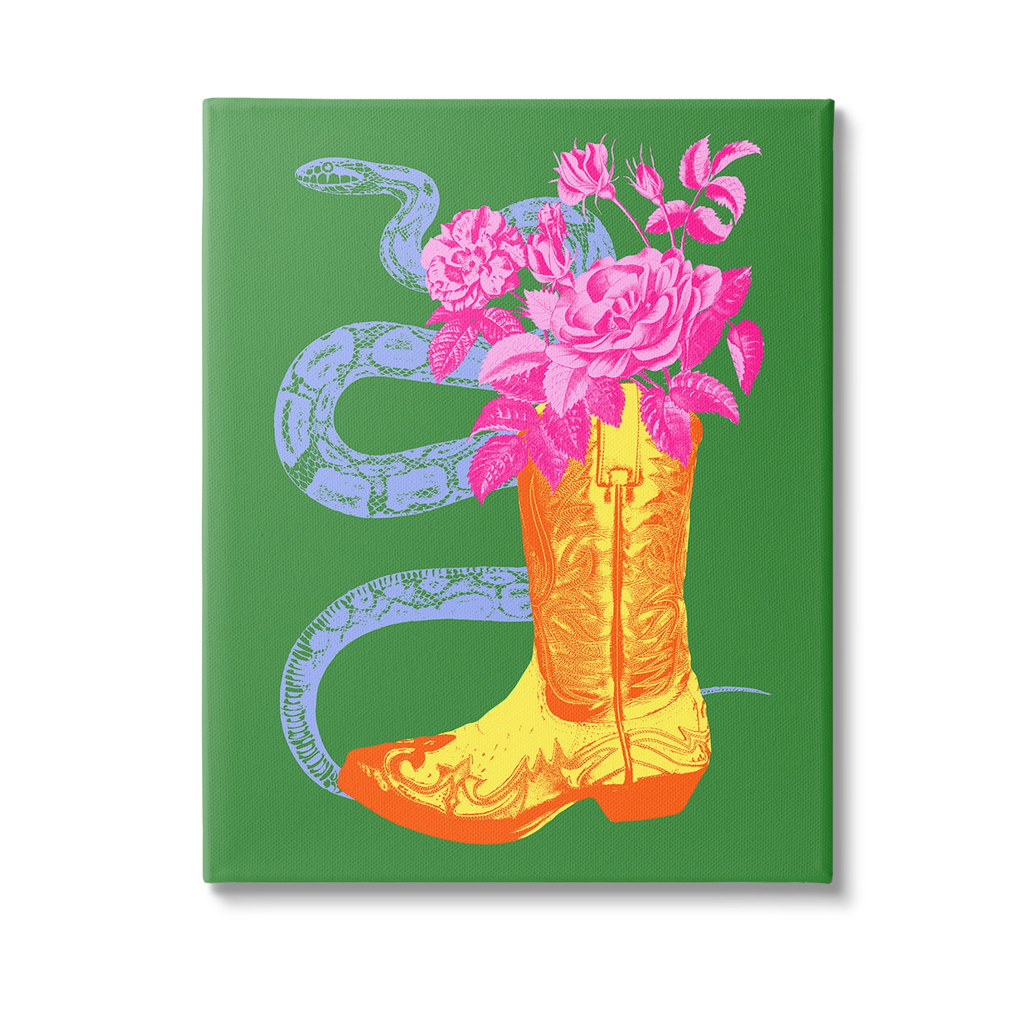 Stupell Industries Snake & Boot Bouquet Botanical & Floral Painting Gallery Wrapped Canvas Art Print Wall Art, 30 x 40