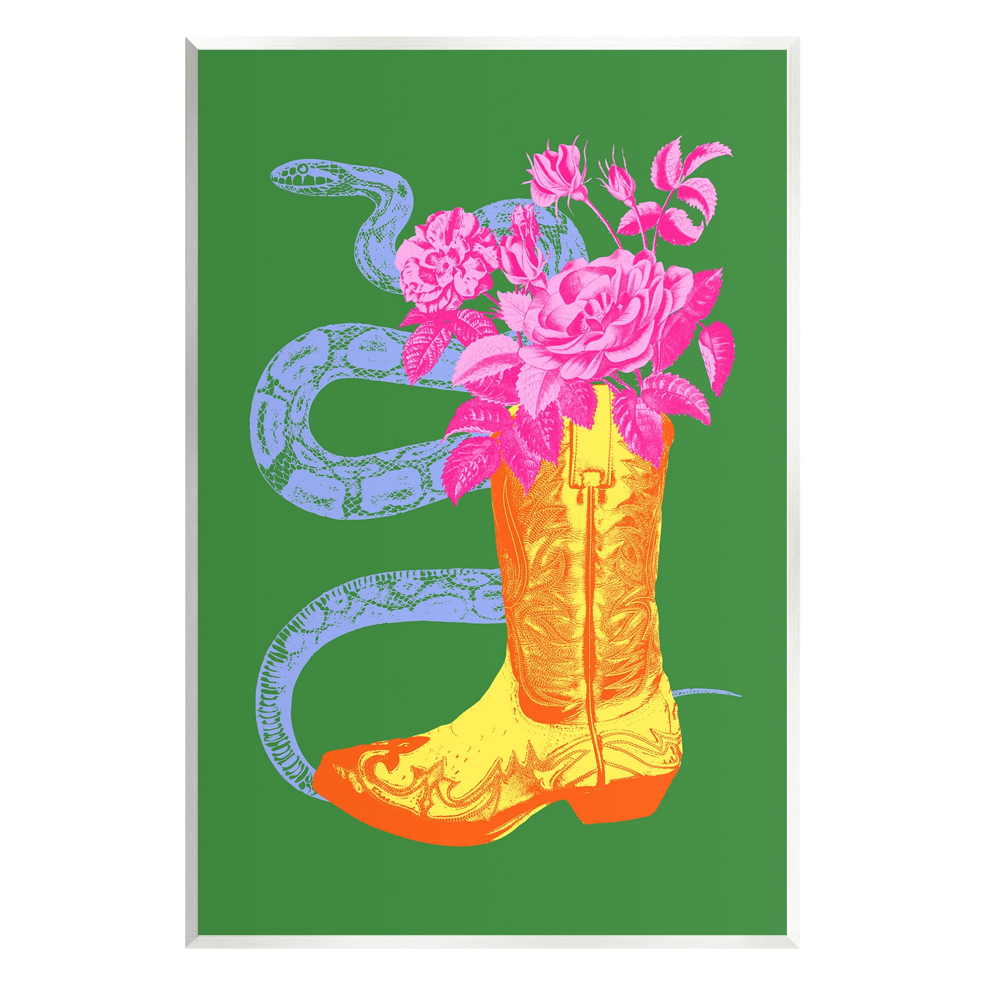 Stupell Industries Snake & Boot Bouquet Botanical & Floral Painting Unframed Art Print Wall Art, 13 x 19