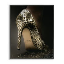 Stupell Industries Snake Pattern Heels Fashion Painting Black Framed Art Print Wall Art, 11 x 14