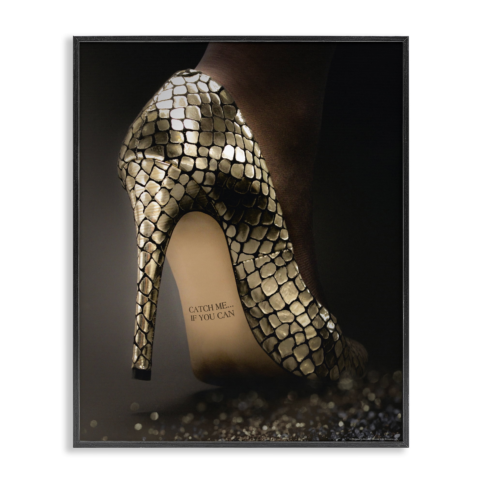 Stupell Industries Snake Pattern Heels Fashion Painting Black Framed Art Print Wall Art, 16 x 20