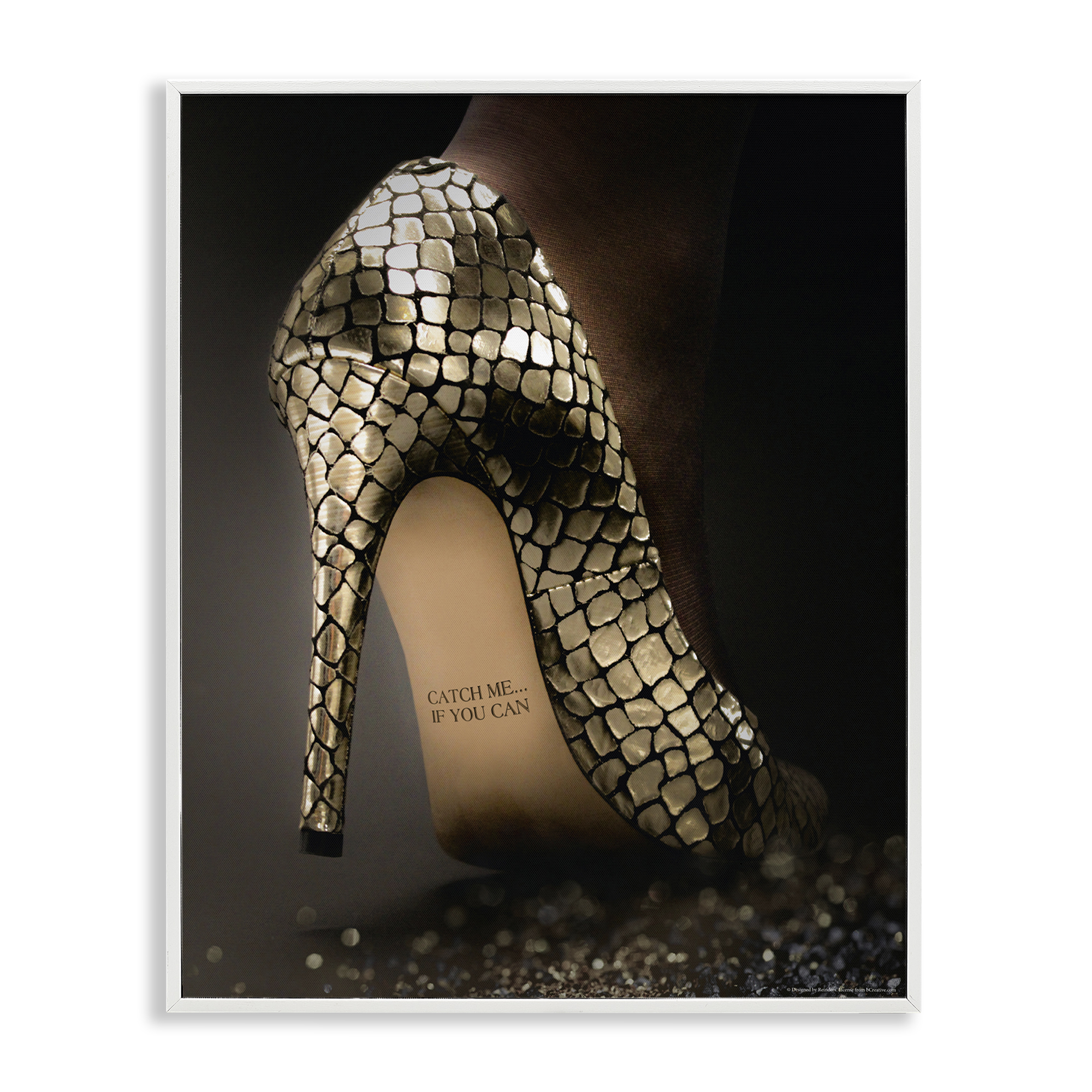 Stupell Industries Snake Pattern Heels Fashion Painting White Framed Art Print Wall Art, 11 x 14
