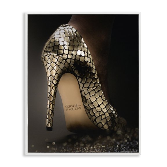Stupell Industries Snake Pattern Heels Fashion Painting White Framed Art Print Wall Art, 24 x 30