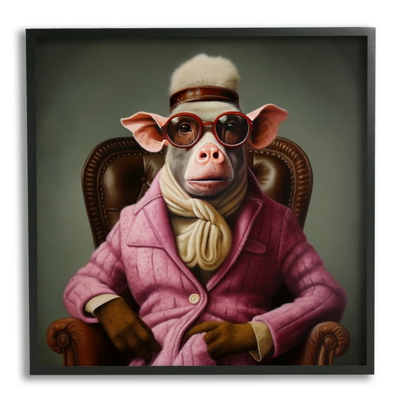 Stupell Industries Snazzy Animal Fashion Animals & Insects Painting Black Framed Art Print Wall Art, 17 x 17