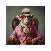 Stupell Industries Snazzy Animal Fashion Animals & Insects Painting Gallery Wrapped Canvas Art Print Wall Art, 17 x 17