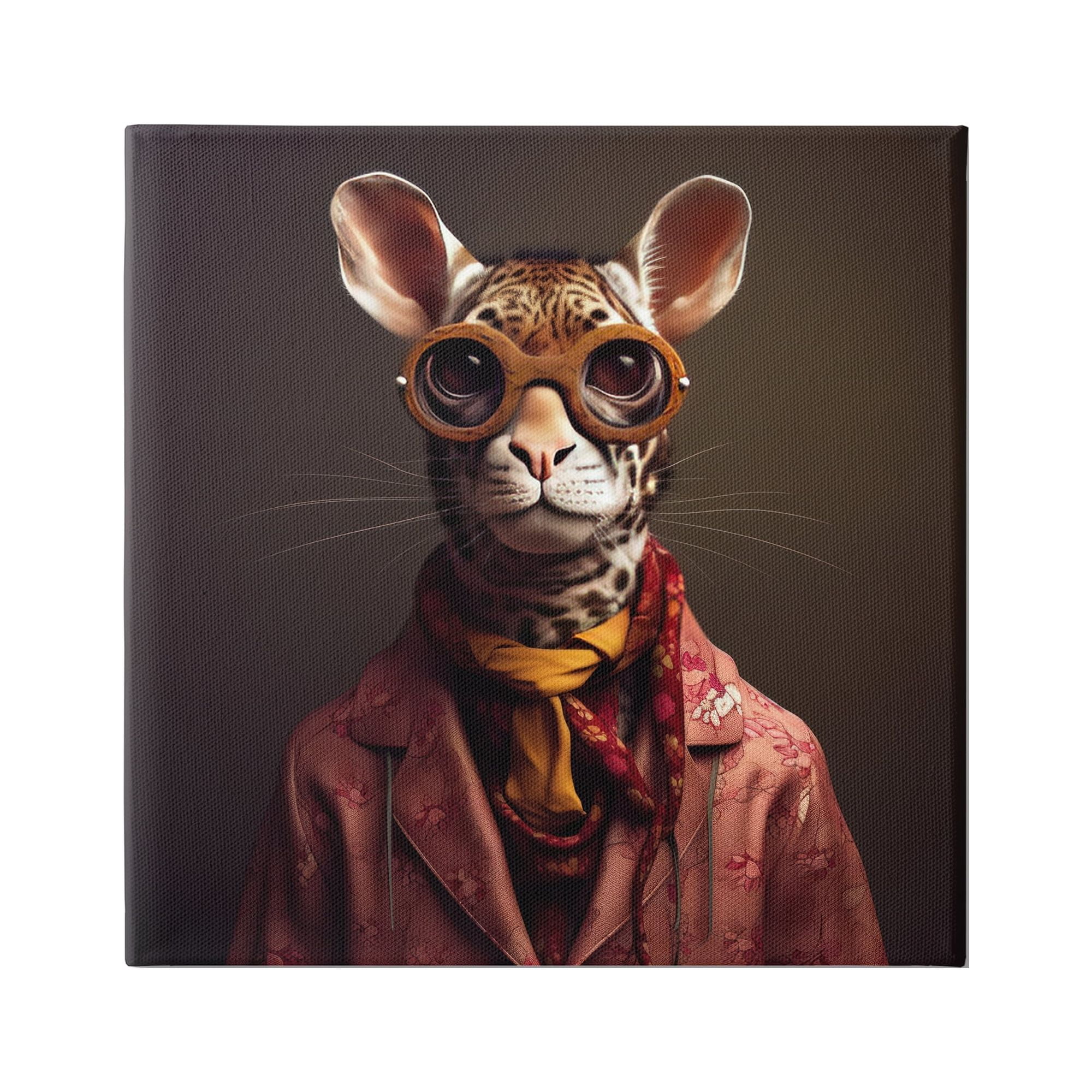 Stupell Industries Snazzy Wildlife Animal Fashion Animals & Insects Painting Gallery Wrapped Canvas Art Print Wall Art, 17 x 17