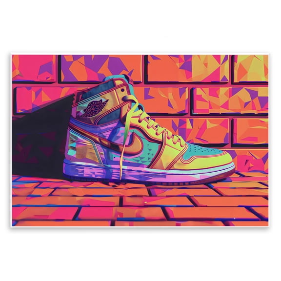 Stupell Industries Sneaker with Vibrant Geometric Hues Wall Plaque Art, design by Creative Studio