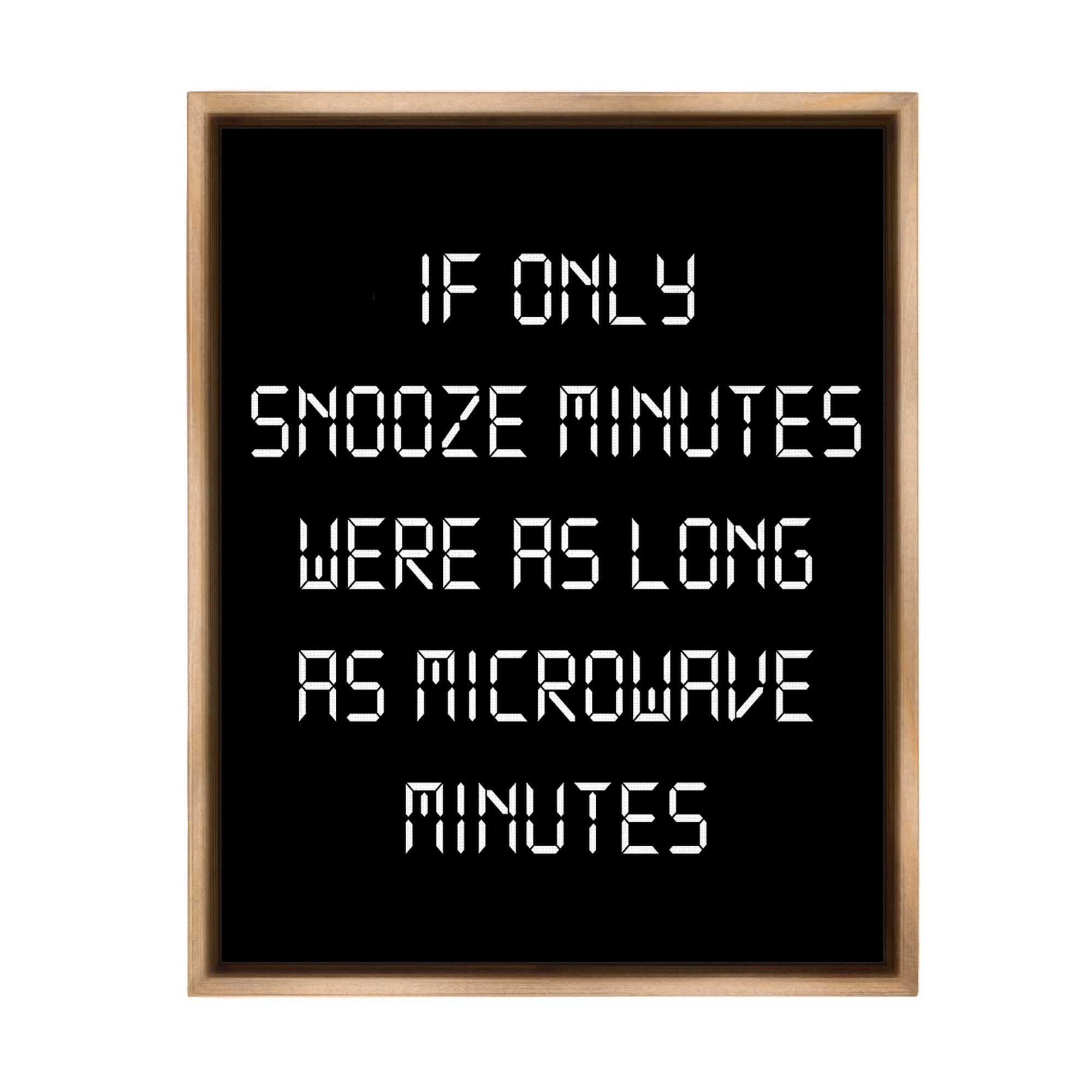 Stupell Industries Snooze Vs Microwave Minutes Typography Painting Brown Floater Framed Canvas Art Print Wall Art, 17 x 21