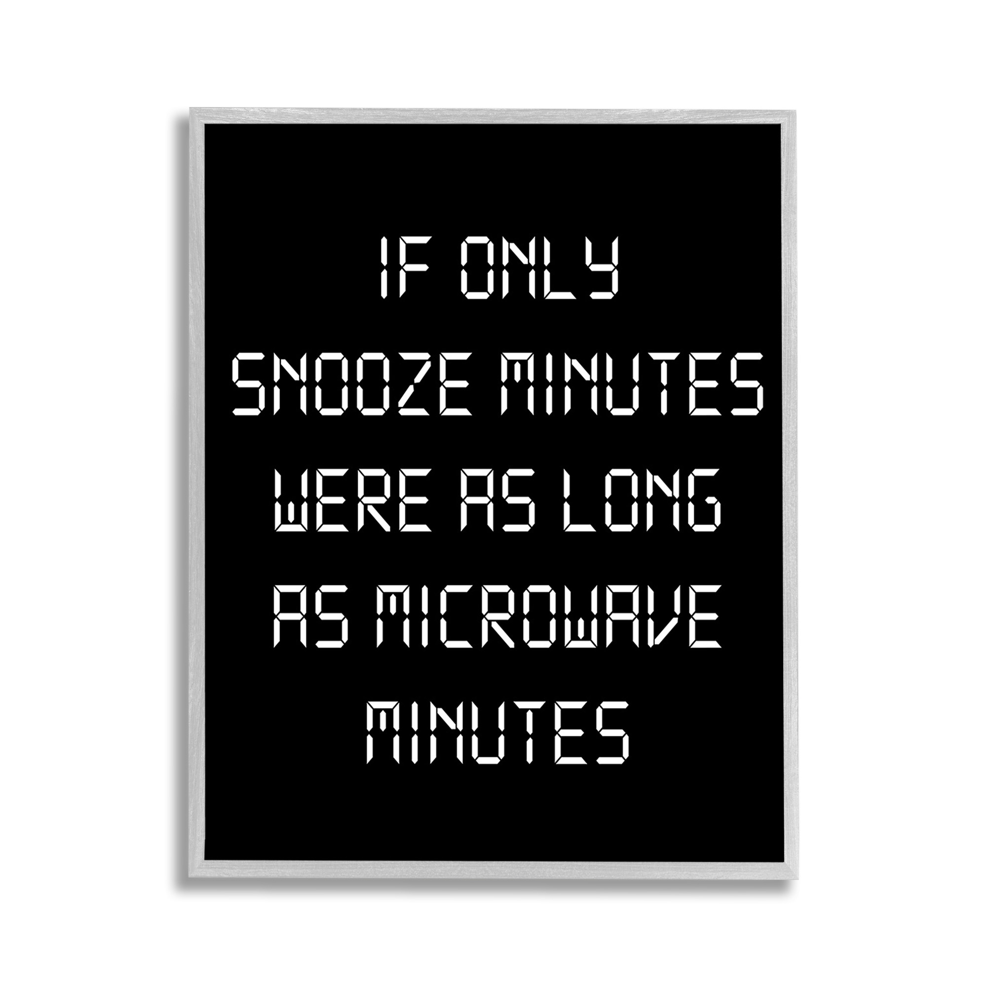 Stupell Industries Snooze Vs Microwave Minutes Typography Painting Gray Framed Art Print Wall Art, 11 x 14
