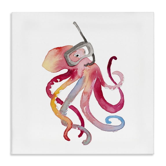 Stupell Industries Coastal Snorkel Mask Octopus Canvas Art, 17 x 17, by Lanie Loreth