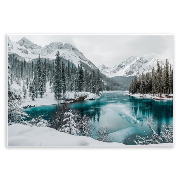 Stupell Industries Snow Capped Mountain Lake Landscape & Nature Photography Unframed Art Print Wall Art, 15 x 10