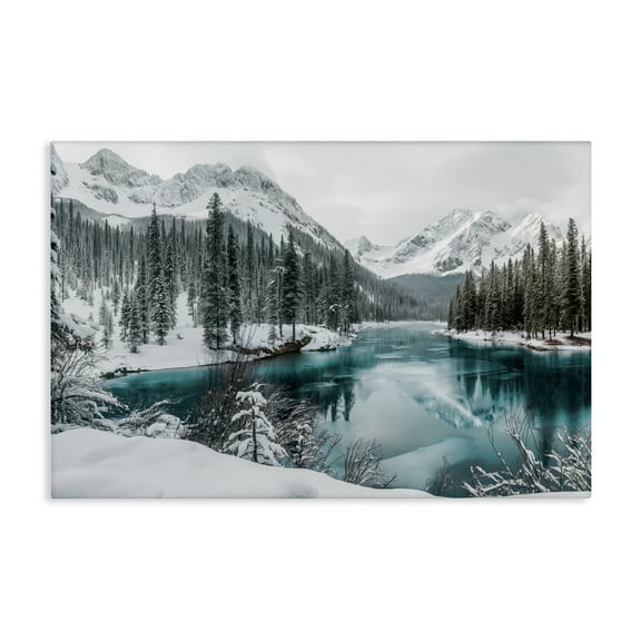 Stupell Industries Snow Capped Mountain Lake Landscape & Nature Photography Wrapped Canvas Canvas Art Print Wall Art, 24 x 16