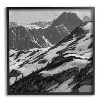 Stupell Industries Snow Capped Mountains Landscape Photography Black Framed Art Print Wall Art, 12 x 12