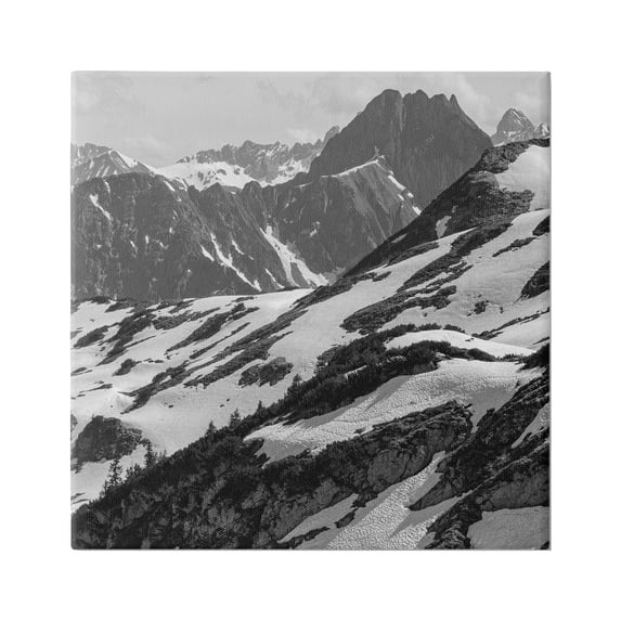 Stupell Industries Snow Capped Mountains Landscape Photography Gallery Wrapped Canvas Art Print Wall Art, 36 x 36
