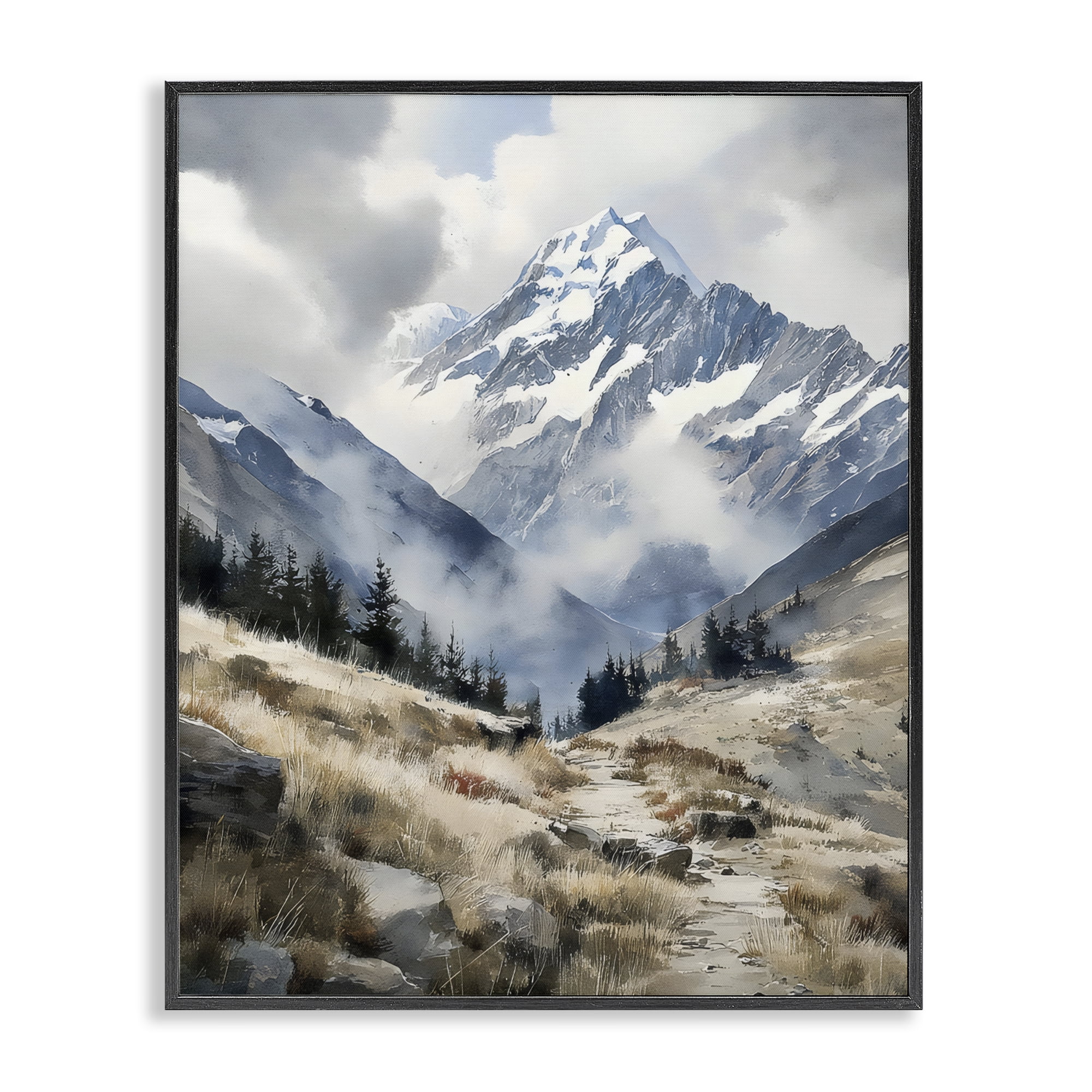 Stupell Industries Snow Caps Mountain Peaks Black Framed Giclee Art, design by Franklyn Gregory