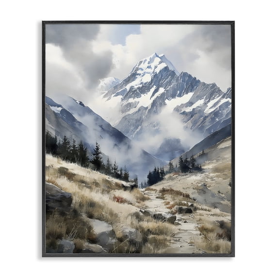 Stupell Industries Traditional Snow Caps Mountain Peaks Black Framed Giclee Art, 11 x 14, by Franklyn Gregory