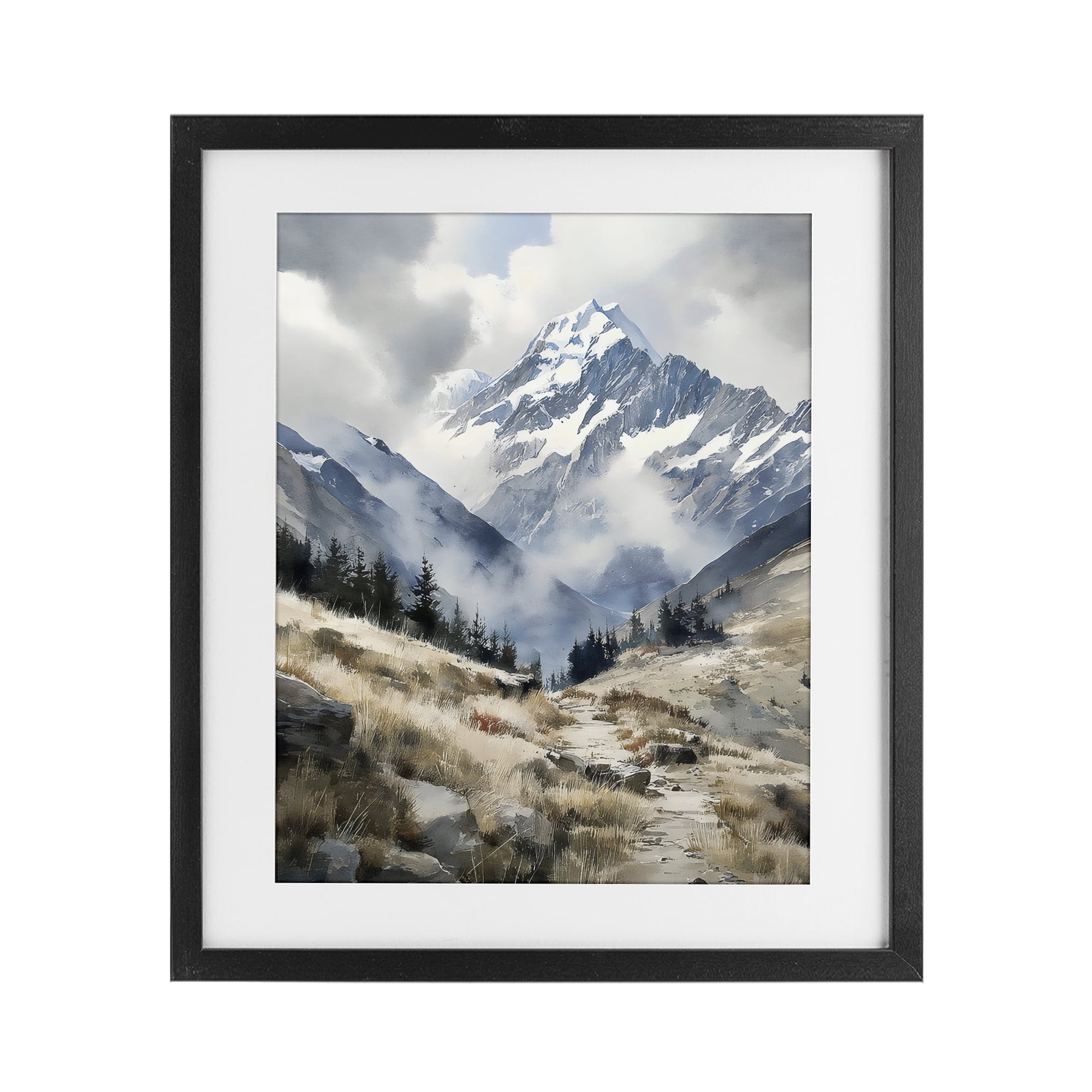 Stupell Industries Snow Caps Mountain Peaks Black Framed Print Under Glass, design by Franklyn Gregory