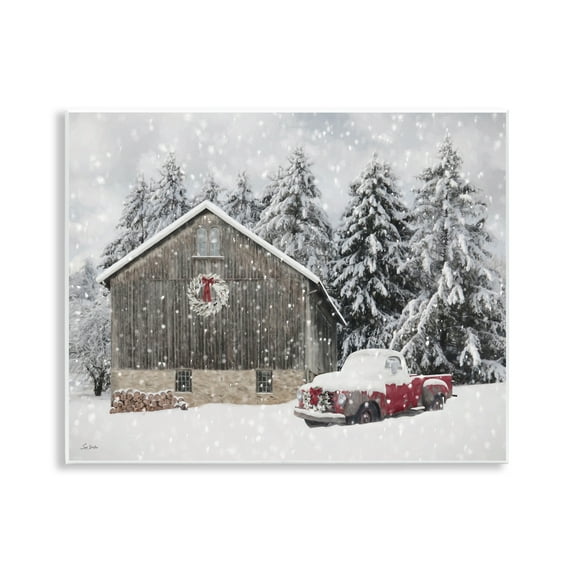 Stupell Industries Snow Covered Farm Scene Holiday Painting Unframed Art Prints Wall Art, 14 x 11
