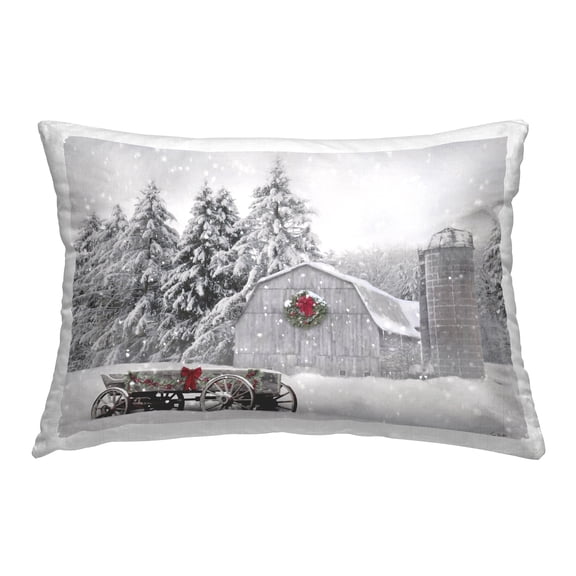 Stupell Industries Snow Covered Farmland Decorative Printed Throw Pillow, 14 x 20