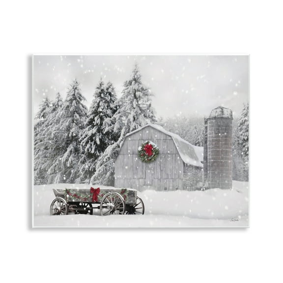 Stupell Industries Snow Covered Farmland Holiday Painting Unframed Art Prints Wall Art, 14 x 11